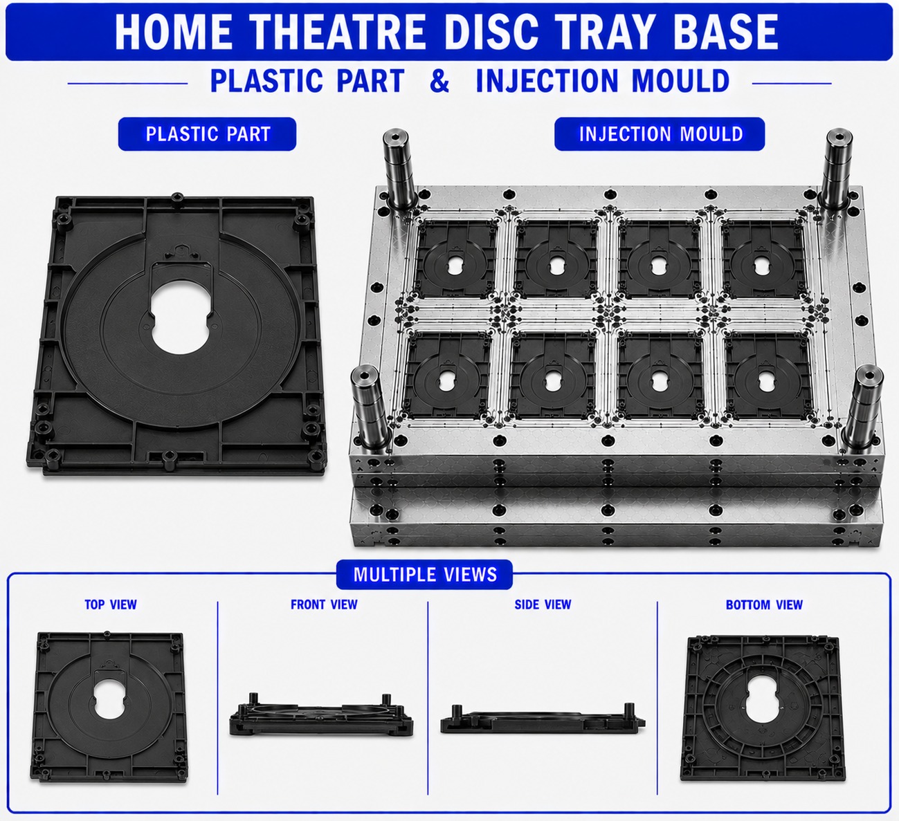 Home Theatre Plastic Disc Tray Base Mould and Moulding Service